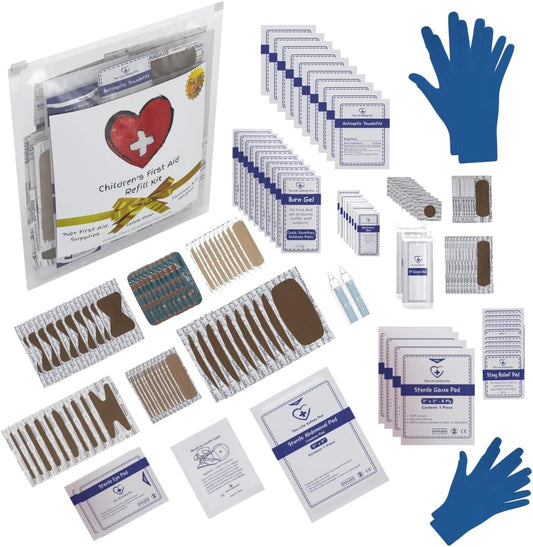 Children's First Aid Kit Refill - Xtra Large Size - 145 First Aid Supplies to Refill 2 Medium First Aid Kits from The Life Safety Pro