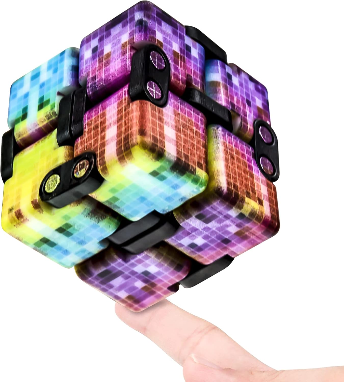 Infinitycube Fidget Toy Stress Relieving Fidgeting Game for Kids and Adults,Cute Pocket-sized Unique Gadget for Anxiety Relief and Kill Time (Mini Colorful Plaid)