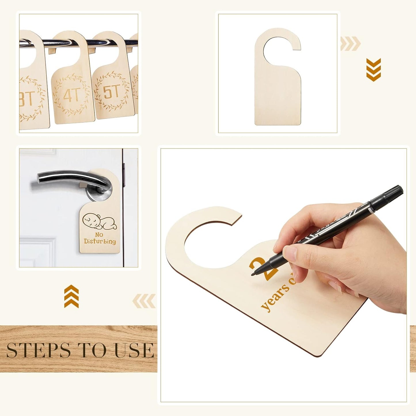 Patelai 25 Pieces Blank Wooden Clothing Rack Divider Closet Blank Organizers Hanger Separators Hanging Closet Divider with Marker Pen for Home Nursery Clothes