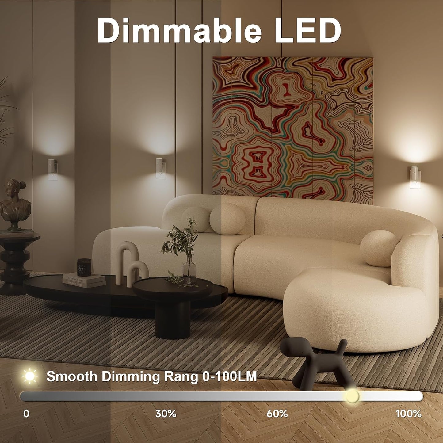 NIORSUN Dusk to Dawn Night Light Plug in,Bright Night Lights Plug Into Wall with 3 Light Modes,Ultra-Slim Design,0-100LM Dimmable Night Light for Hallway Bathroom Stairway Bedroom,White,8 Pack