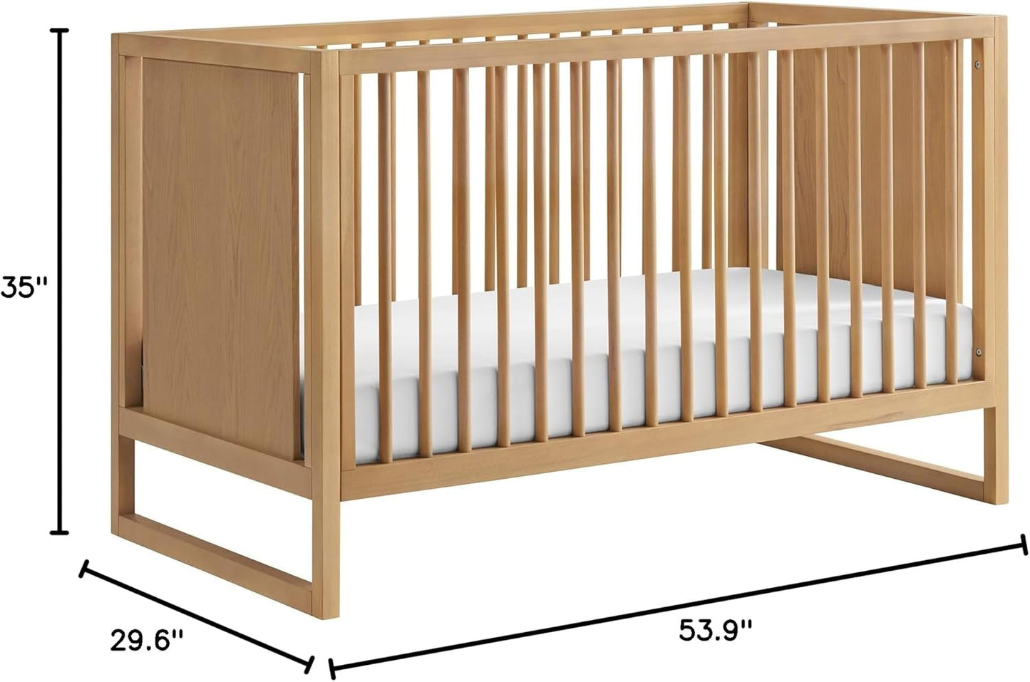 Nurture& The Crib - Baby, Toddler Convertible Crib | Sustainable Non-Toxic Materials | 3 Adjustable Heights - Grows with Your Baby (Toddler Guardrail NOT Included) (All Natural)