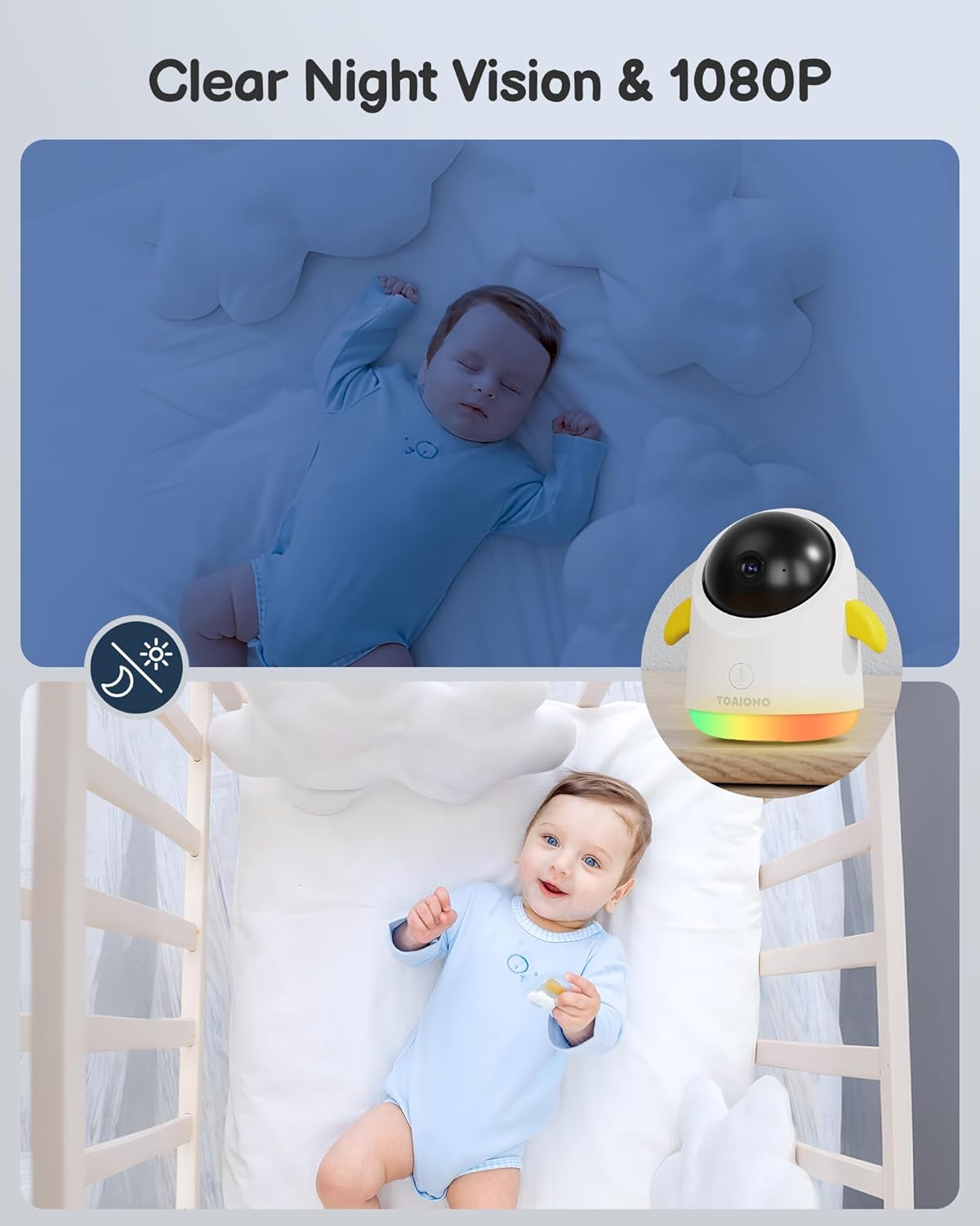 Baby Monitor with Camera and Audio WiFi/No WiFi: Baby Monitor WiFi Smartphone APP Control NightVision 4.3' Screen Smart Video Baby Monitor with Remote PTZ 2-Way Talk Motion & Cry Alert(Only 2.4G WiFi)