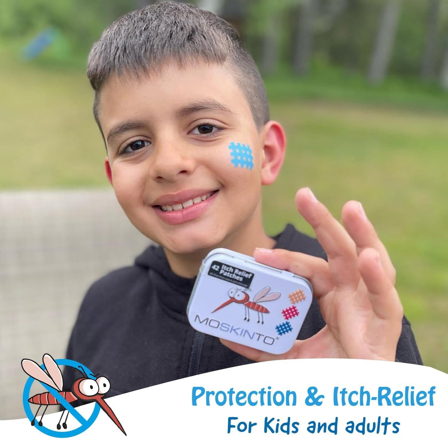 Moskinto The Original Mosquito Itch Relief Patches for Kids & Adults, Bug Bite Patches Soothe Swelling & Itching, Anti Itch Bug Bite Relief, Suction Tool Alternative, Family Pack, 42 Count, Pack of 2