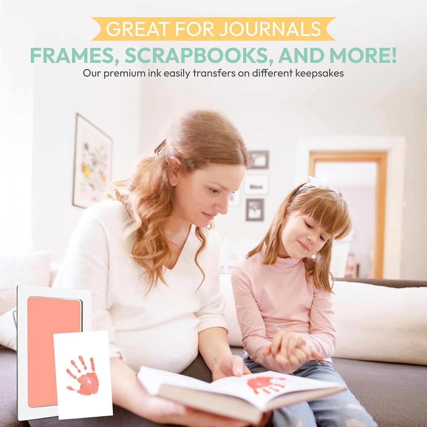 Clean Touch Ink Pad for Baby Handprints and Footprints – Inkless Infant Hand & Foot Stamp – Safe for Babies, Doesn’t Touch Skin – Perfect Family Memory or Gift – Pink Print Kit by Tiny Gifts