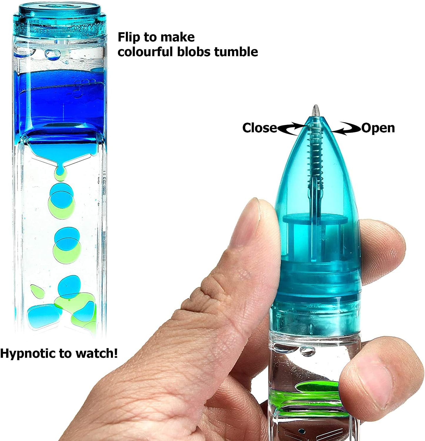 YUE MOTION Liquid Motion Bubbler Pens - Sensory Toy Pens for Classroom-Fidget Pens for Kids and Adults-Colorful Timer Pens for Stress and Anxiety Relief-2 Pack