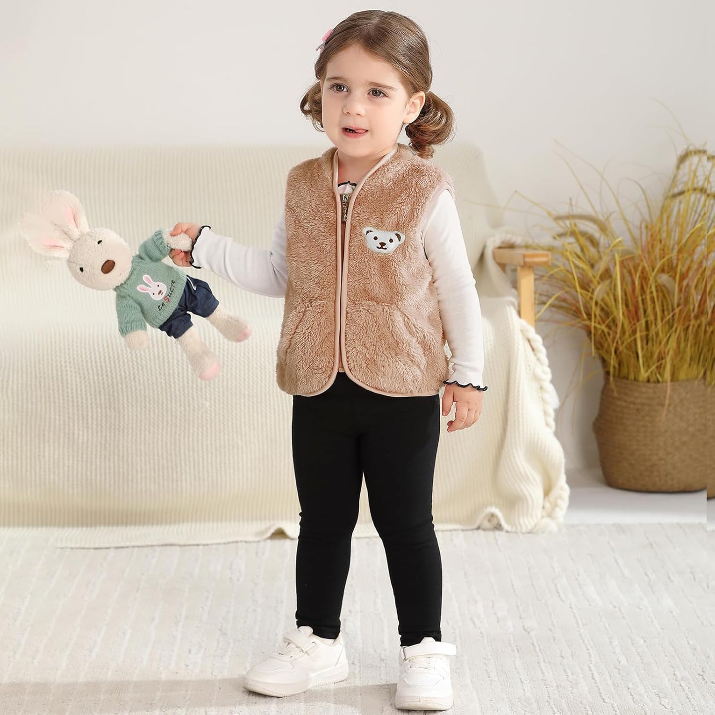 Baby Boys Girls Fleece Vest Zip Up Cute Bear Jackets Fuzzy Fall Winter Warm Clothes Newborn Outwear for Toddler Infant