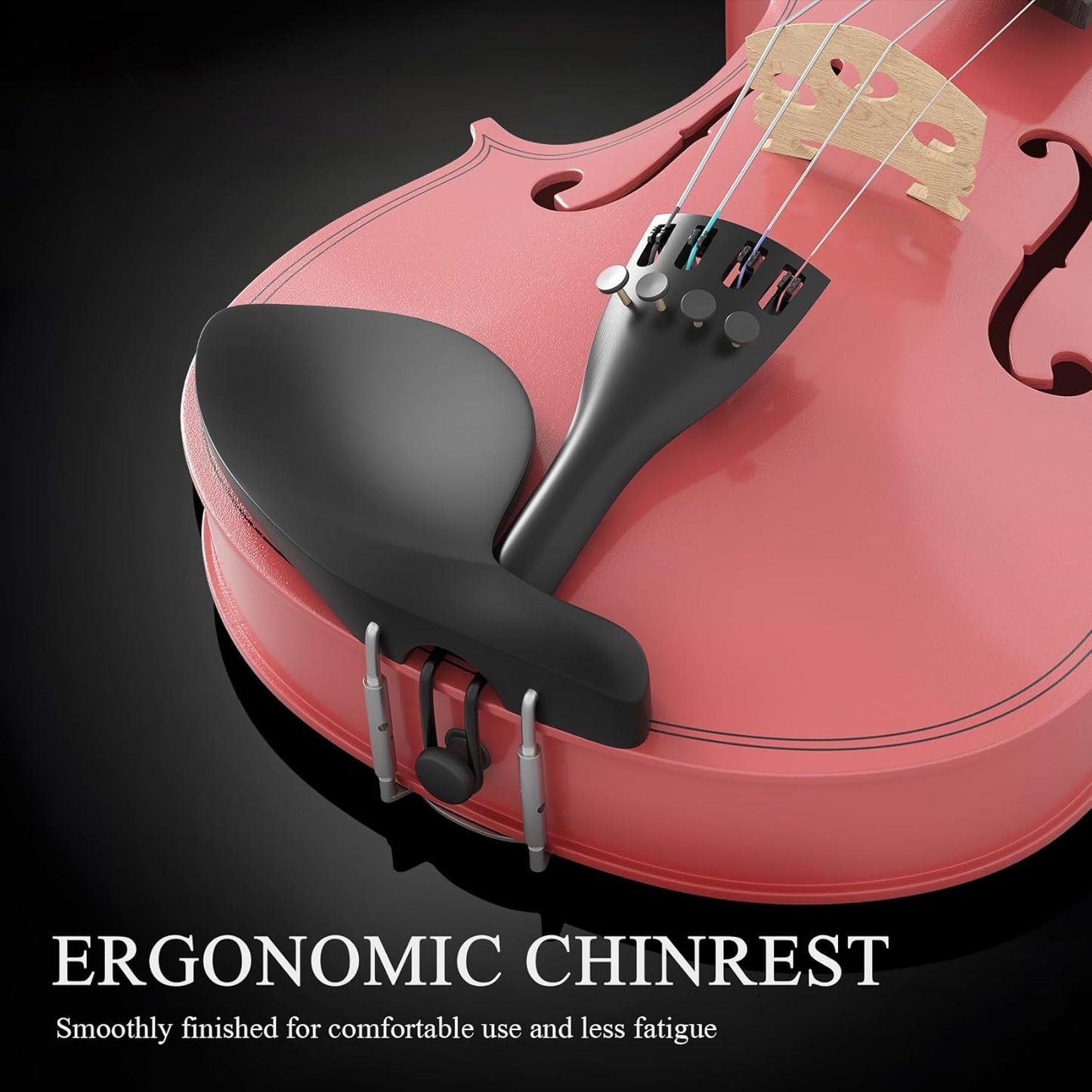 1/8 Beginner Violin Kit, Complete Violin Set with Case, Bow, Rosin,Pink