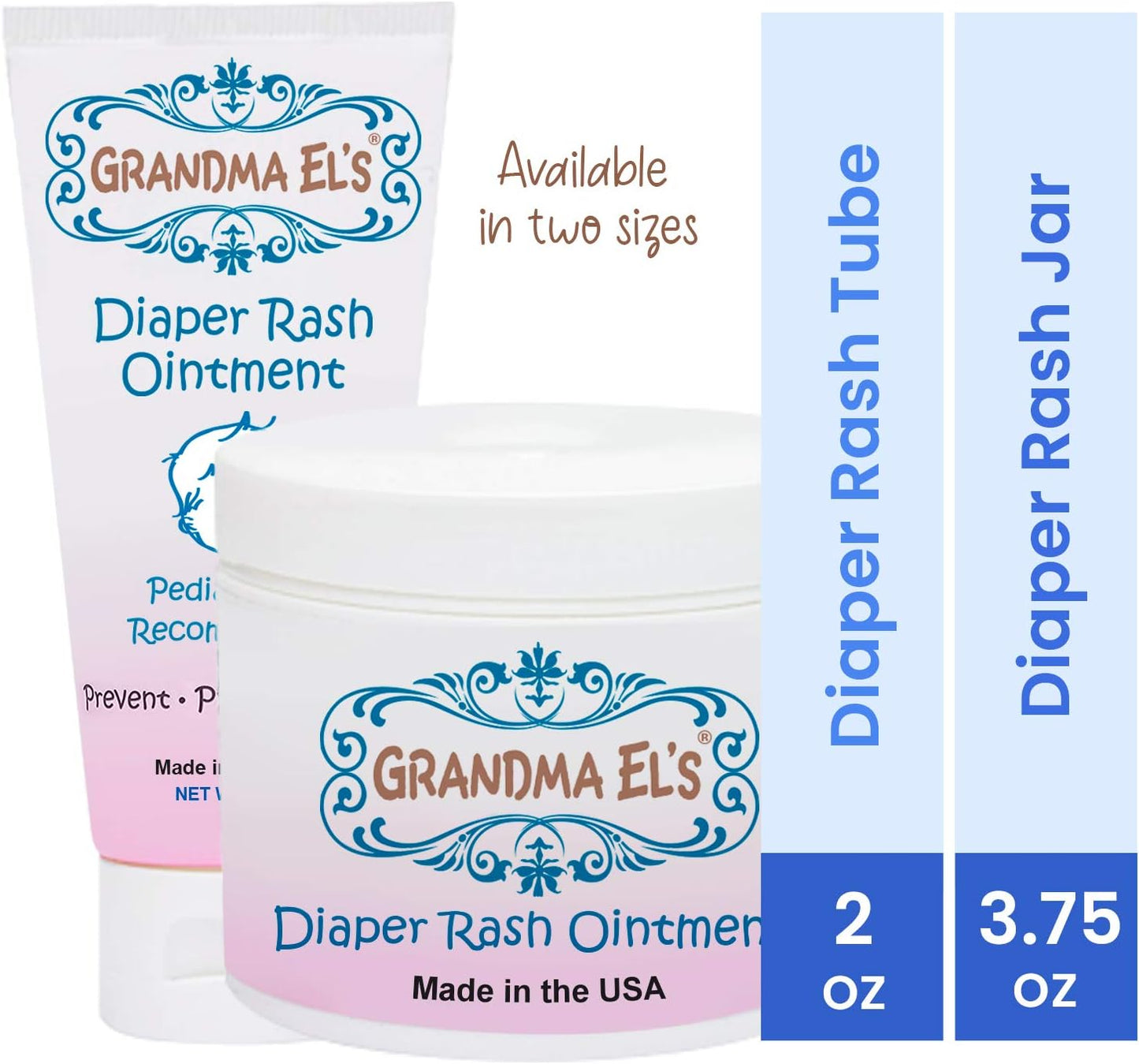 Grandma El's Diaper Rash Ointment Helps in Healing Irritating Chaping Relieve & Prevent Diaper Rash Soothens & Soften baby's SKin, 2 Ounce Tube