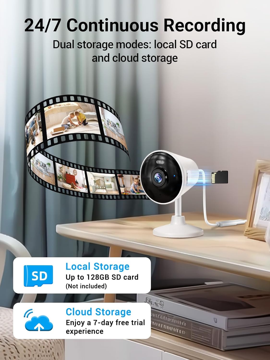 [5G & 2.4G] Indoor/Outdoor Security Camera for Home, Baby/Elder/Dog/Pet Camera with Phone App, Wi-Fi Camera w/Spotlight, Color Night Vision, 2-Way Audio, 24/7, SD/Cloud Storage, Work w/Alexa, 2Pack