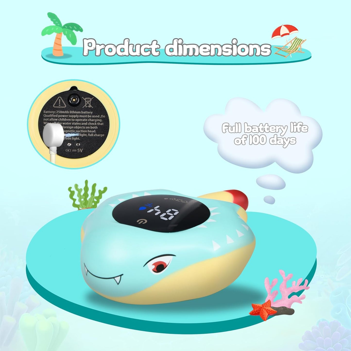 TKY Baby Bath Thermometer with Floating Toys - Digital Water & Room Temperature Monitor, Rechargeable Thermometer with Alerts for Newborn Bath Essentials, Infant Safety