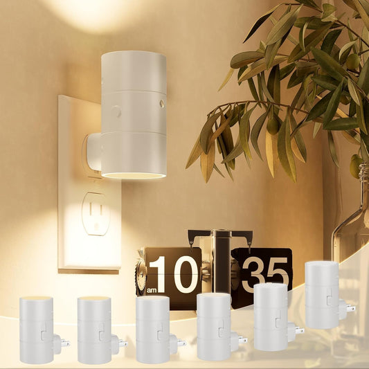 NIORSUN Dusk to Dawn Night Light Plug in,Bright Night Lights Plug Into Wall with 3 Light Modes,Ultra-Slim Design,0-100LM Dimmable Night Light for Hallway Bathroom Stairway Bedroom,White,6 Pack