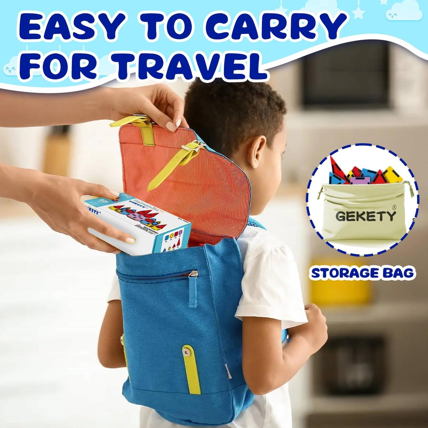 Mini Magnetic Tiles for Kids, Magnetic Building Set, Construction STEM Travel Toys for Boy Girl Ages 3+, Montessori Preschool Learning Educational Sensory Magnet Creative Toy Gift for Toddlers, 32 Pcs