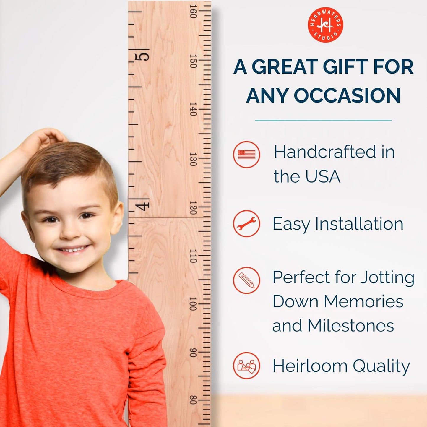 Wooden Growth Chart for Wall - Size Height Chart for Kids, Growth Measuring Board and Kids Height Wall Chart, Growth Chart for Kids, Height Chart for Wall - Natural (63"x6.7")