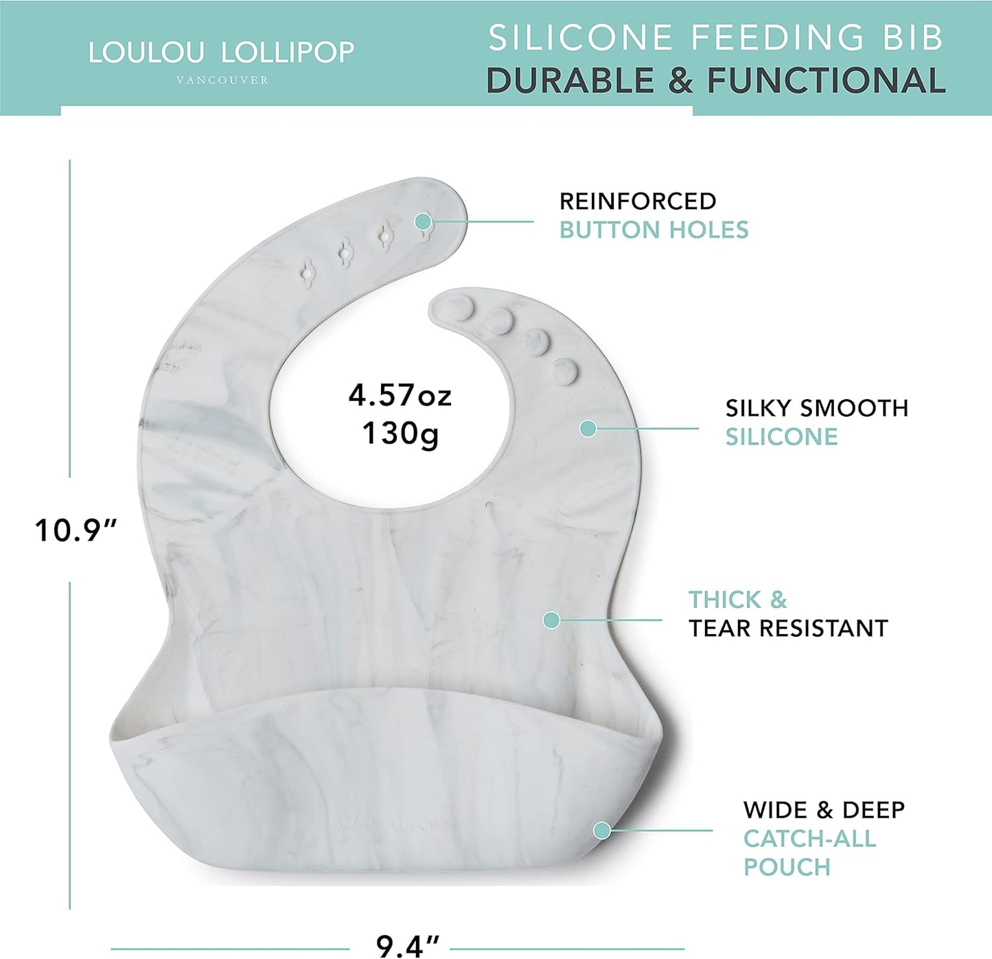 Loulou Lollipop Soft, Waterproof Silicone Feeding Bib