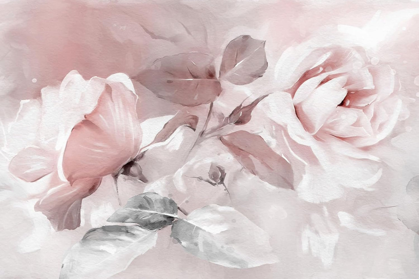 Pink Watercolor Peony Floral Mural Wallpaper Rose Flower Wall Mural for Living Room Bedroom Dining Room Office(Not Self-Adhesive)