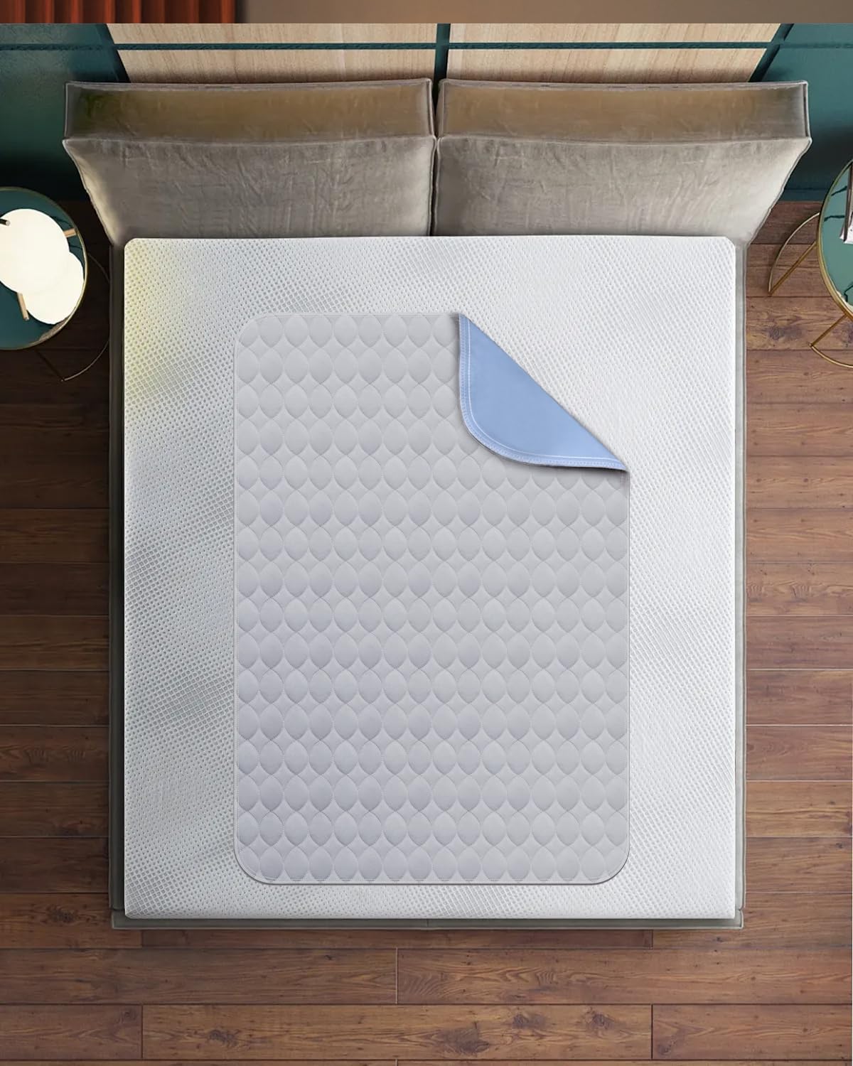 Washable Bed Pads 34" x 36" - 8 Pack, Grey, Waterproof Bed Pads for Incontinence, Bed Wetting Pads for Bed, Sofa, Floor, Resuable Underpads for Adults, Seniors, Pet