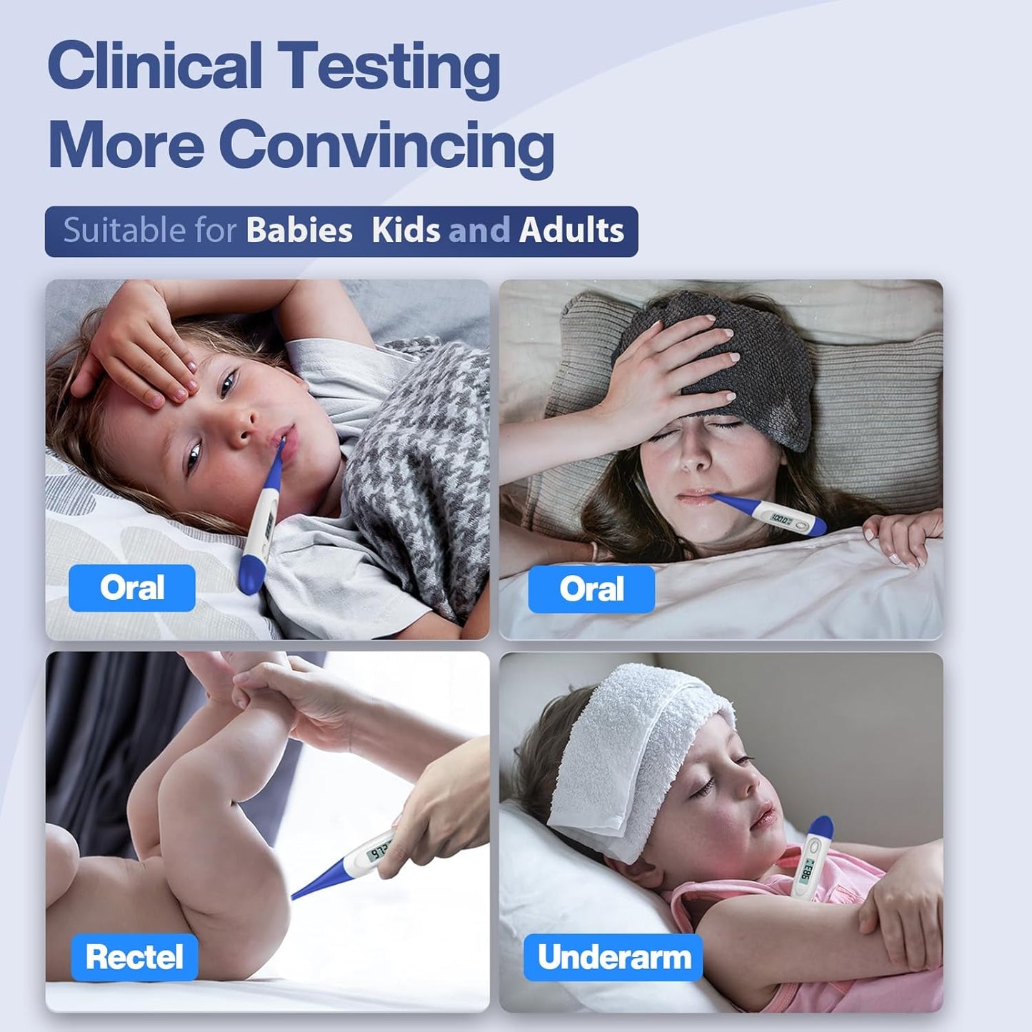 Boncare 10 Seconds Digital Thermometer for Adults and Kids - Accurate & Safe Rectal Thermometer for Baby with Fever Alarm, Oral Thermometer FSA HSA Eligible (Dark Blue)