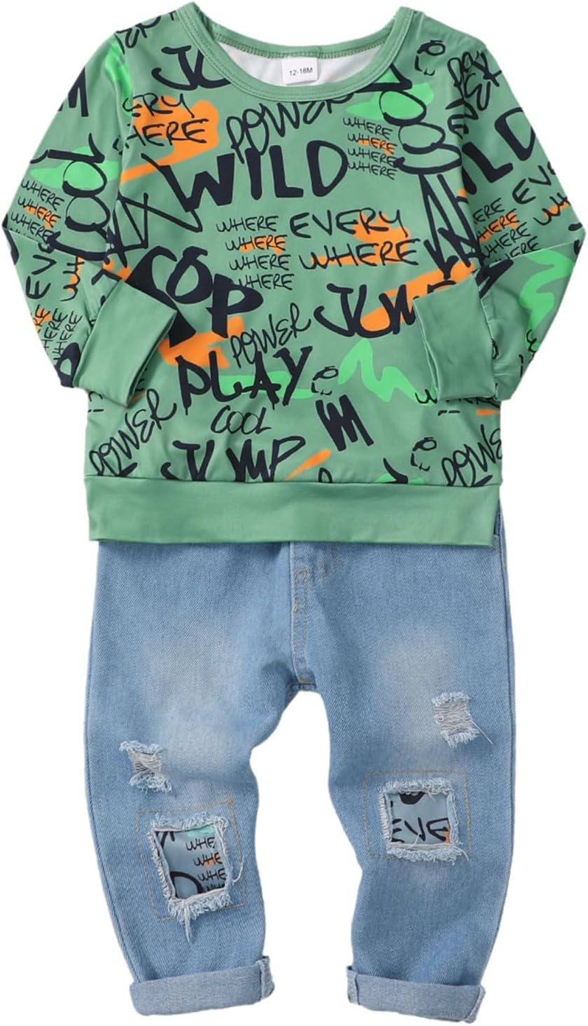 Toddler Baby Boy Outfits Fall Winter Clothes Color Block Long Sleeve Sweatshirt Tops + Jogger Pants Set 2PCS