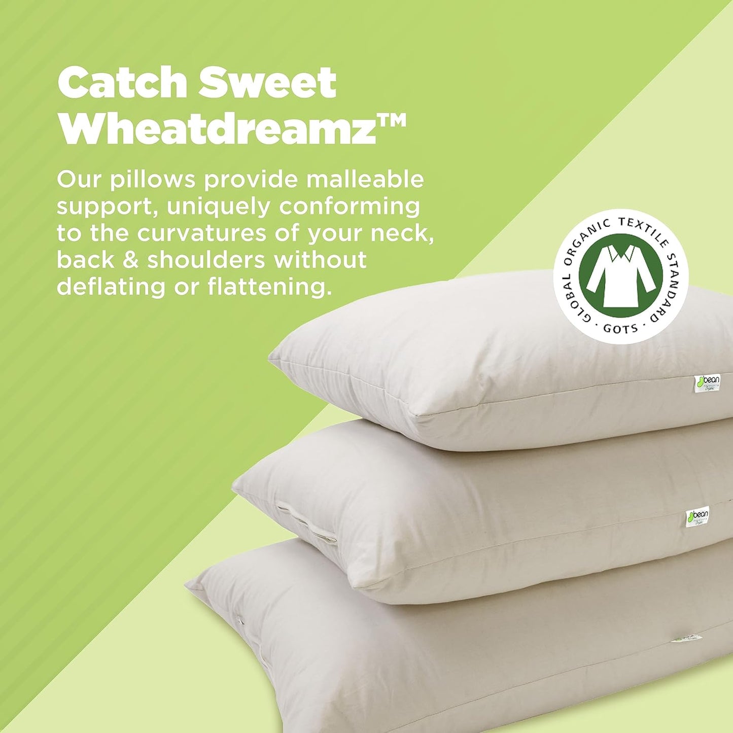 Bean Products Kapok 14" x 20" Japanese Pillow - Breathable, Eco-Friendly and Durable Organic Cotton Fabric Bed Pillow - Soft and Supportive Pillow for Sleeping, Made in The USA