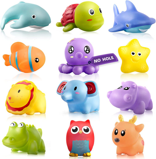 Hely Cancy Infant Bath Toys for 18 Months - No Hole Animal Bathtub Toys, Baby Bath Tub Toys