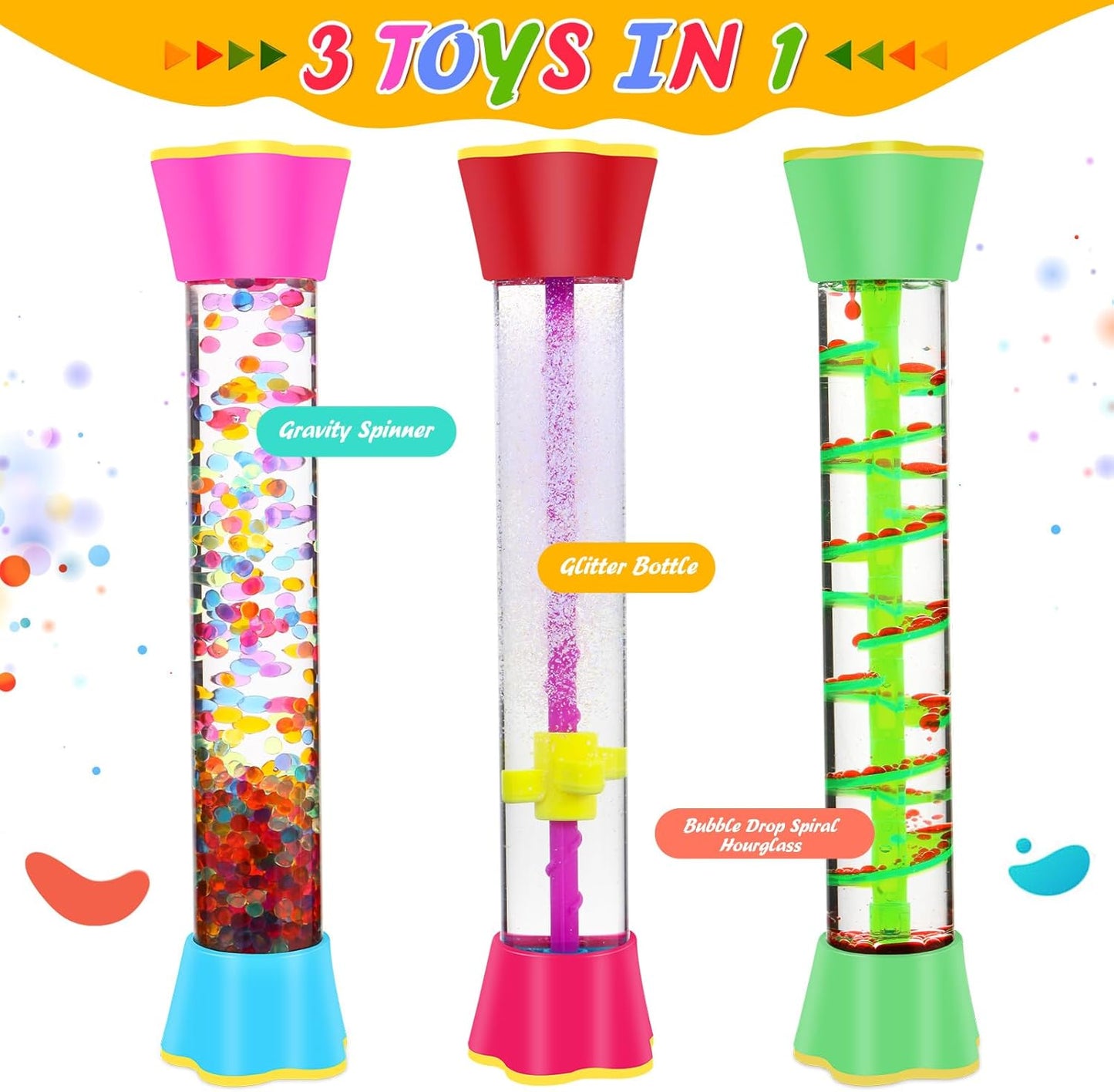 Sensory Fidget Tubes - Calm down Toys for Kids - Sensory Tubes for Calm Down Corner Supplies,Occupational Therapy - Promotes Calmness & Independent Play - Securely Sealed, No Leaks