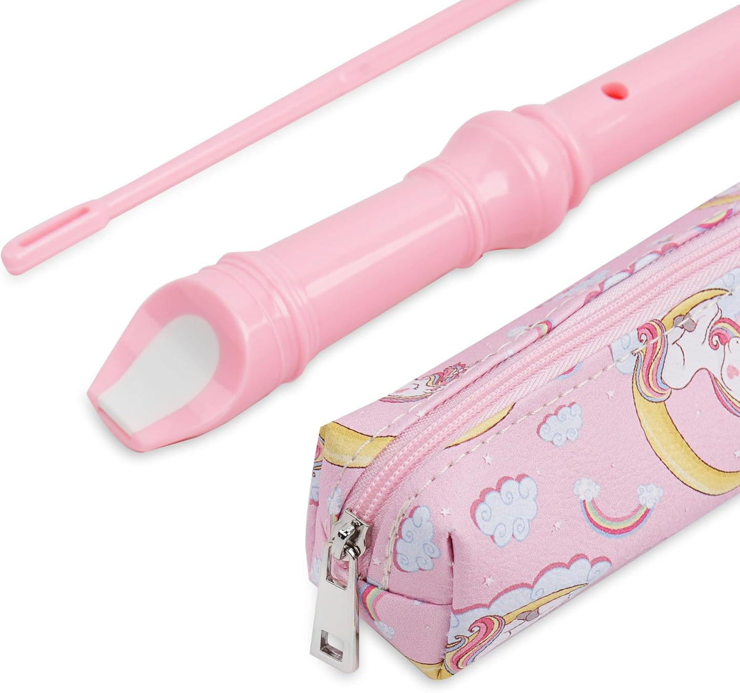 Recorder Instrument for Beginner Adults,8-Hole Soprano Descant Recorder Music Flute with Cleaning Rod & Case Bag For Home Entertainment(2-Pink Unicorn2)