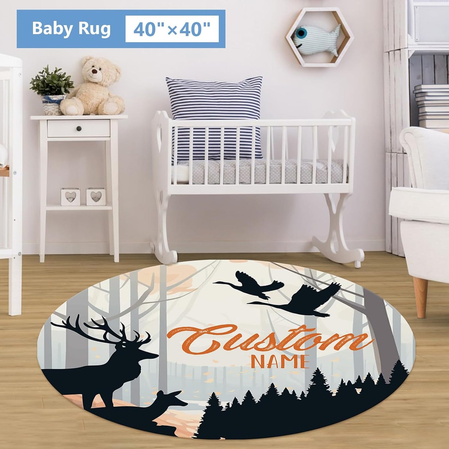 Personalized Baby Crib Bedding Set, 5 Pcs Custom Baby Crib Set with Name, Soft Flannel Deer Crib Bedding Set for Boys, Double Layer Nursery Bedding Set, Toddler Infant Bedding Set Parents Gift