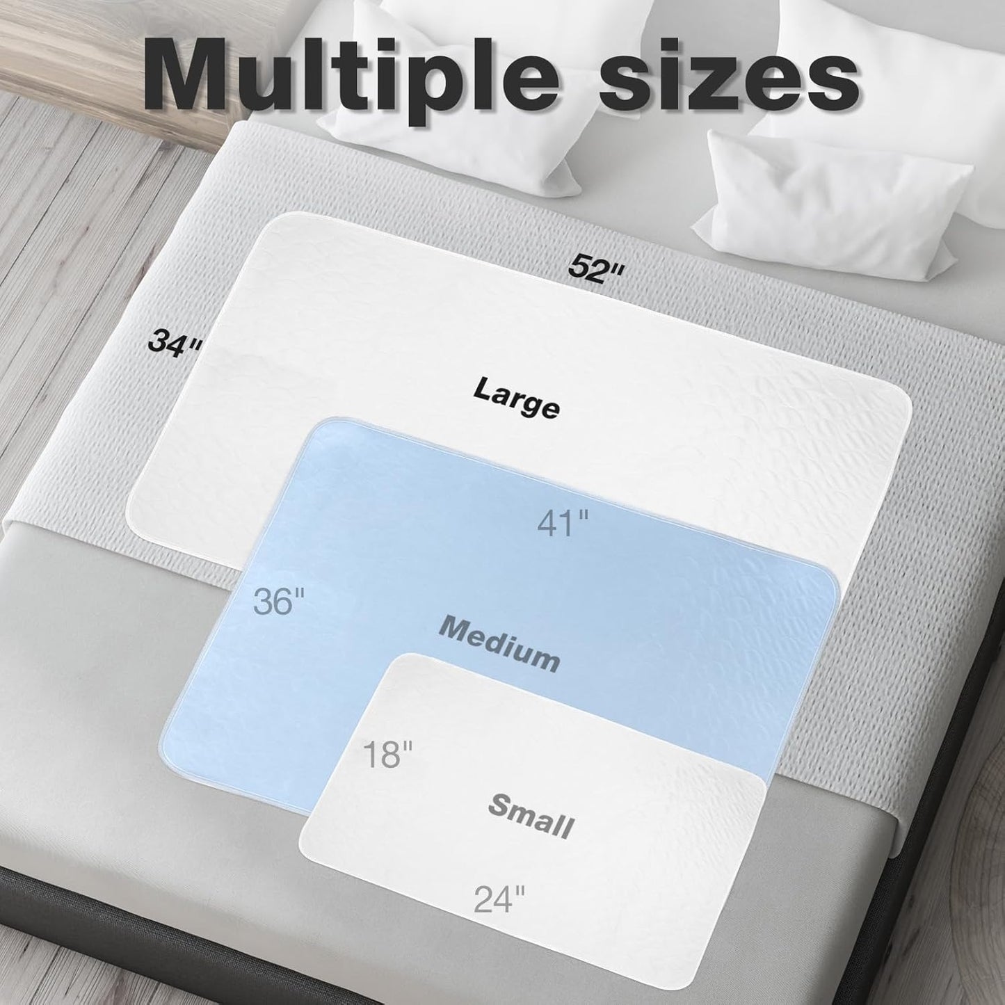 Bed Pads Washable Waterproof, 34" x 52" (1 Pack) Incontinence Bed Pads, Waterproof Bed Pad & Pee Pad, Perfect for Kids, Adults, The Elderly and Pets