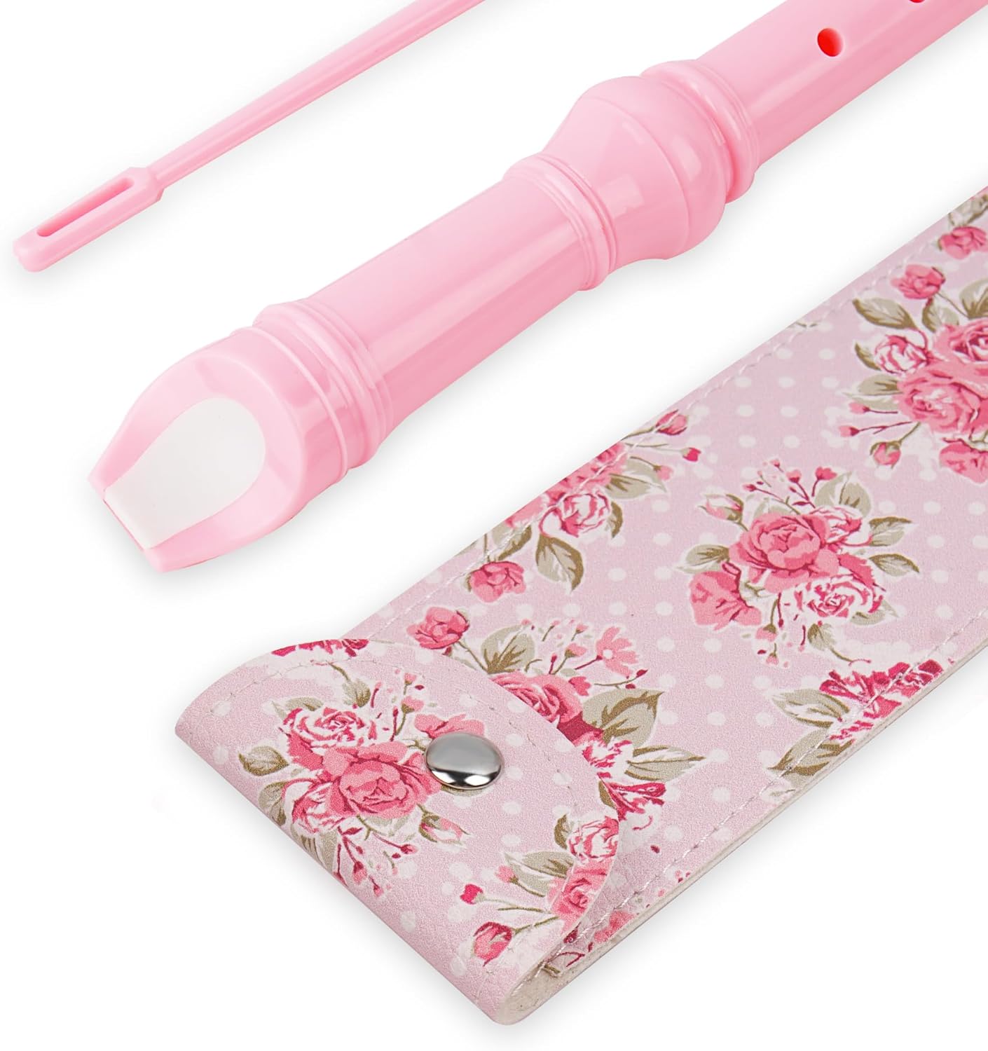 Recorder Instrument for Beginner Kids Adults,8-Hole Soprano Descant Recorder Music Flute with with Cleaning Rod & Leather Case For School Student Home Entertainment(2-Pink Rose)