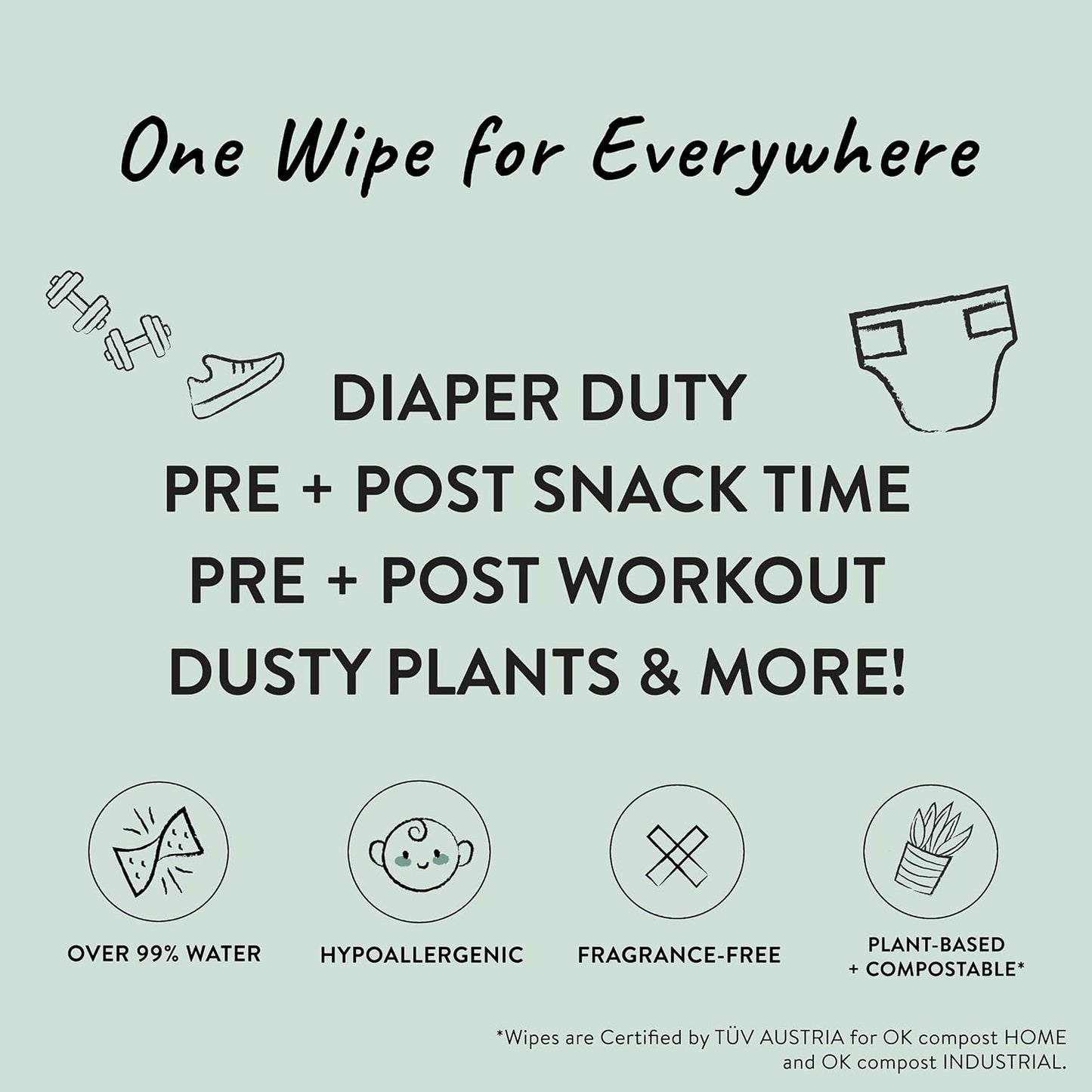 The Honest Company Clean Conscious Multi-Use Wipes | Hypoallergenic + Unscented for Sensitive Skin | Over 99% Water, Compostable, Plant Based, Baby Wipes | Rose Blossom, 288 Count
