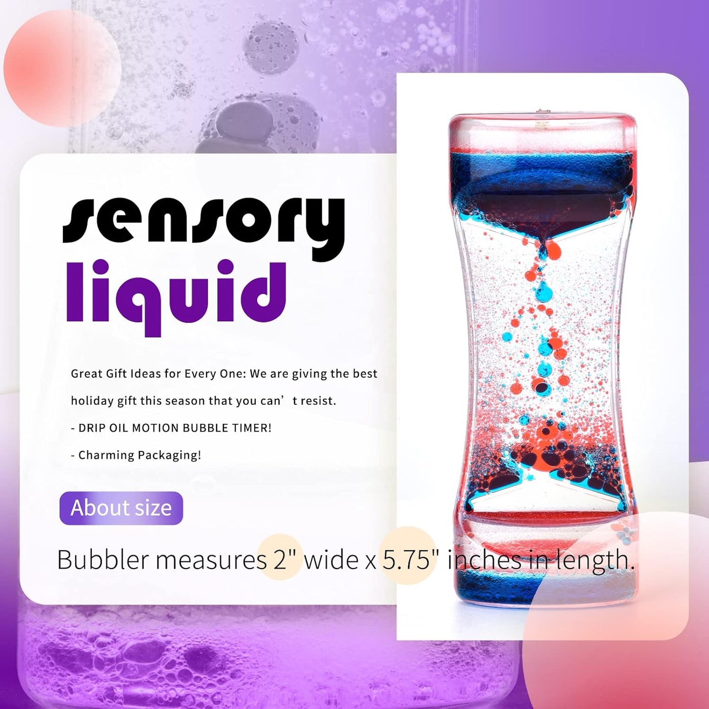 Liquid Motion Bubbler Timer Sensory Toy, 8 Pack Mix Colors Drip Water Oil Timer for Desktop Play Toys for Activity, Relaxing, Anxiety, Autism, ADHD Office Home