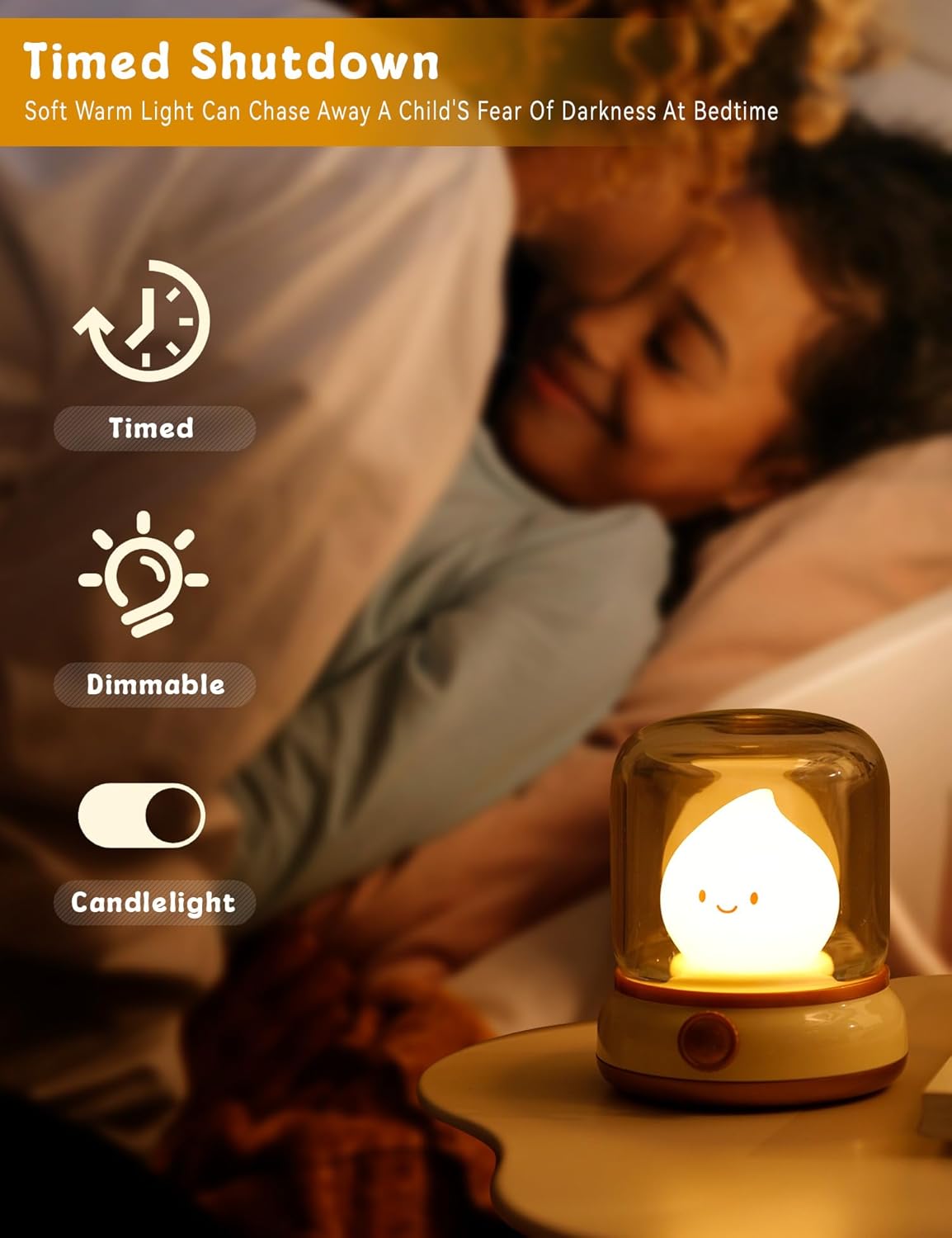 Cute Ghost Campfire Lamp, Halloween Decor,Kids Night Light，Adjustable Dimmable Rechargeable Night Light for Kids, Girls, Boys Gifts,Halloween,Christmas Decorations