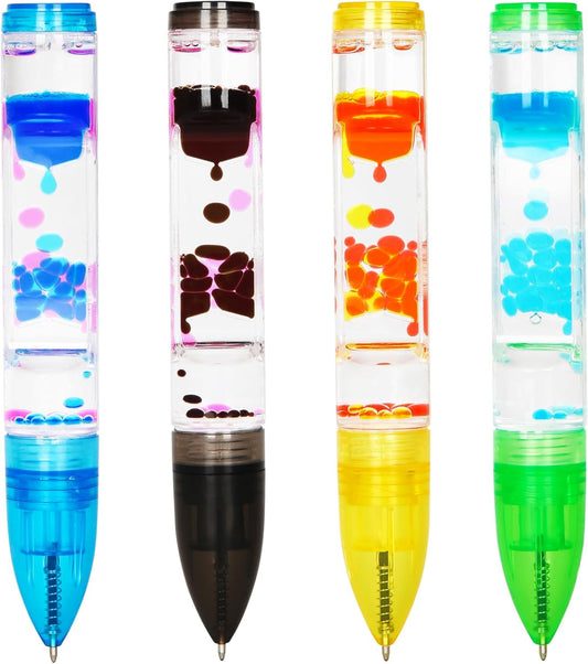 Liquid Motion Bubbler Pens Pack of 4 Colorful Liquid Timer Pens Great for Stress and Anxiety Relief Fascinating Fidget Toys for Everyone