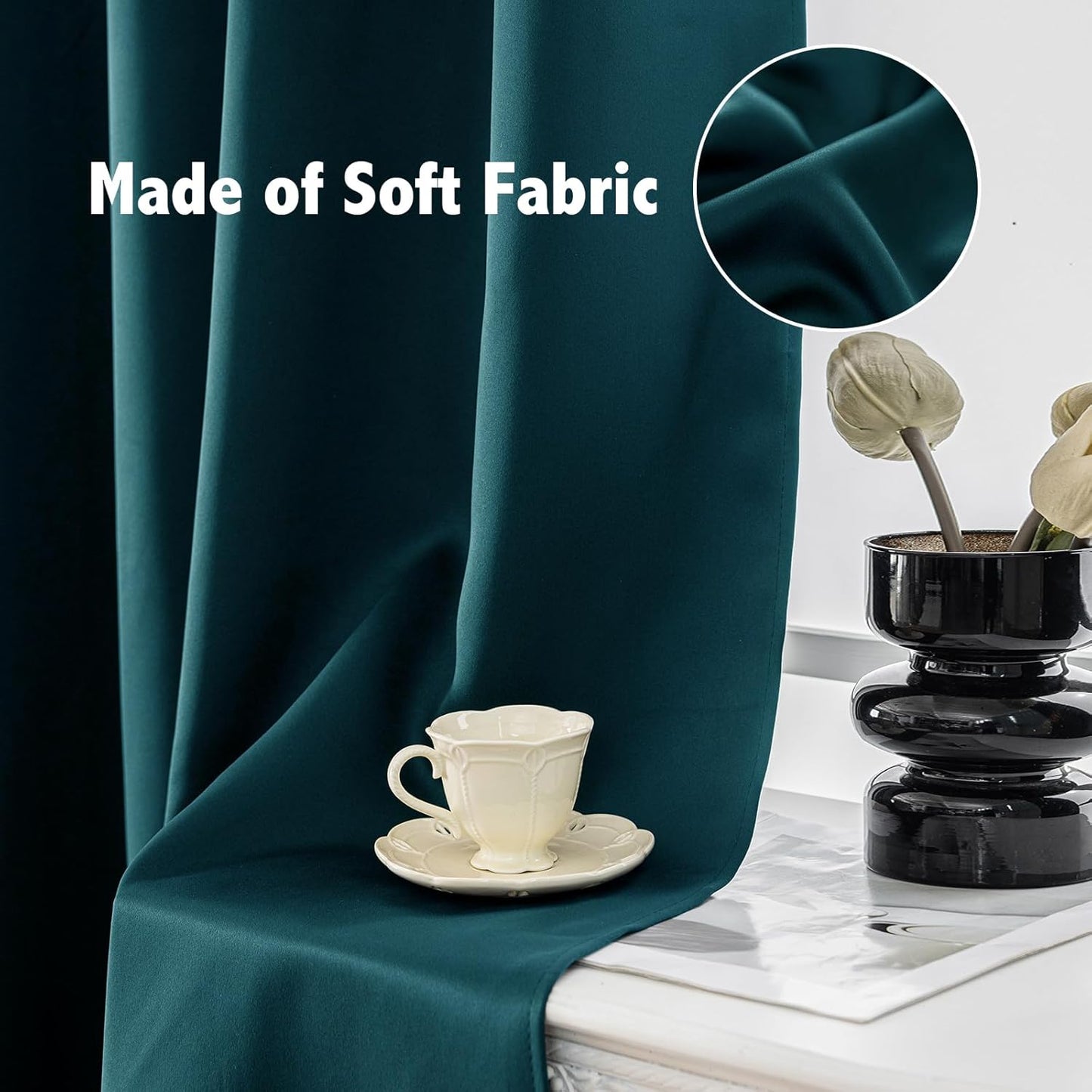 Anytime 100% Blackout Curtain Set, Thermal Insulated & Energy Efficiency Window Draperies for Guest Room, Full Shading Panels for Shift Worker and Light Sleepers（Greyish Blue, 2 Panels, 70W x 95L）