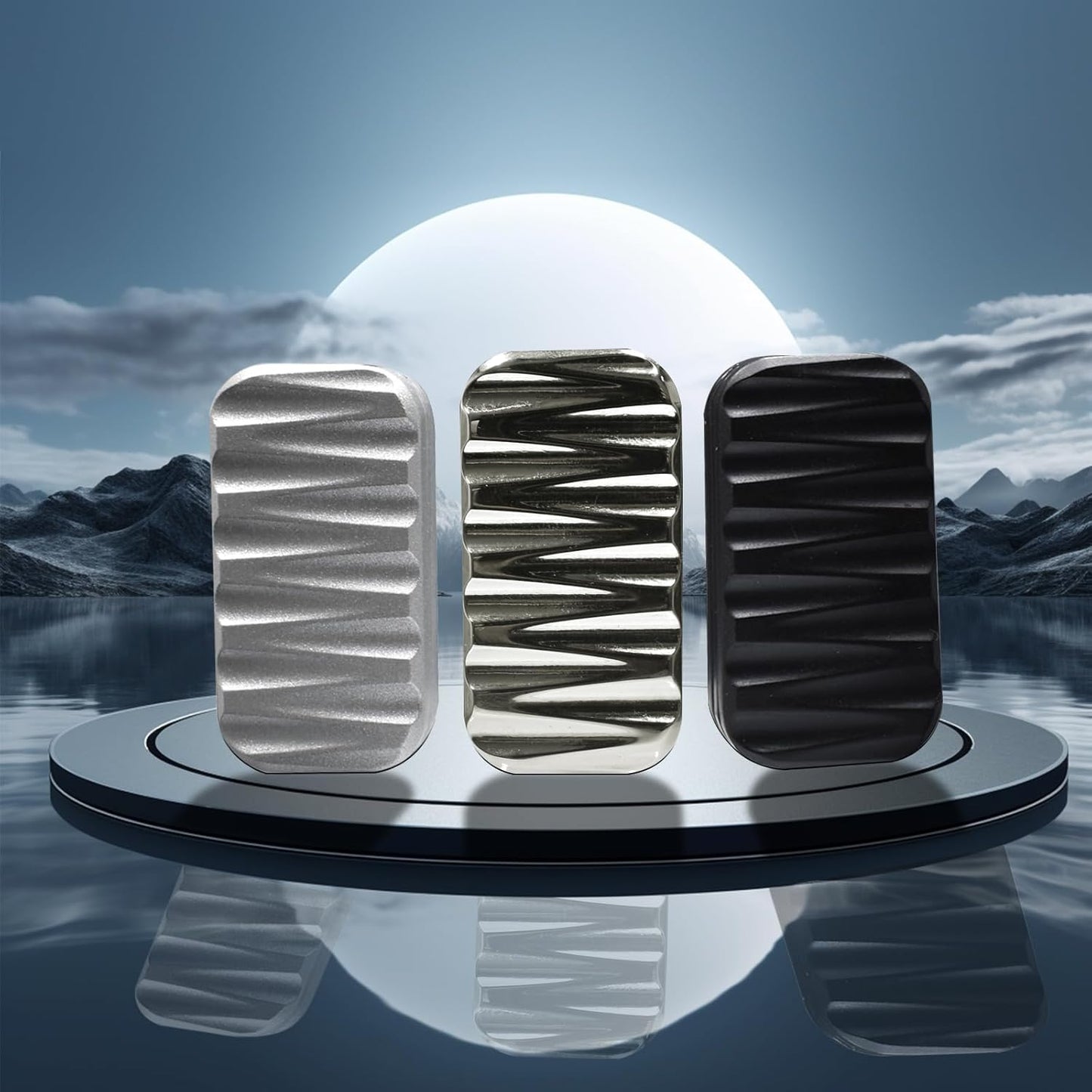 Fidget Slider 3 Layer EDC Metal Magnetic Fidget Toys Adults, Desk Toys Gift for Stress Relief (Grey)