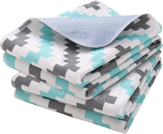 OUTCREATOR® Washable Bed Pads 34" x 56" (Pack of 2), Incontinence Mattress Protector, Anti-Slip Waterproof Underpads for Adults Kids Elderly Pets, Absorbency & Reusable Bedwetting Pads (Wave)