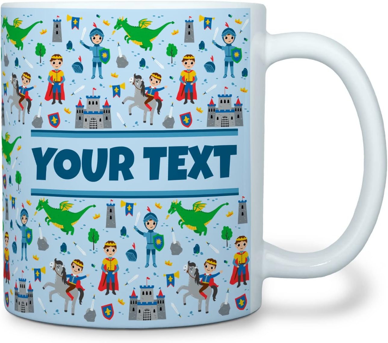 Personalized Mug for Kids - Princes - Custom Name/Text, Ceramic Hot Chocolate/Cocoa/Coffee Cup for Boys, Birthday/Christmas/Holiday Gift - 11 oz, White Handle