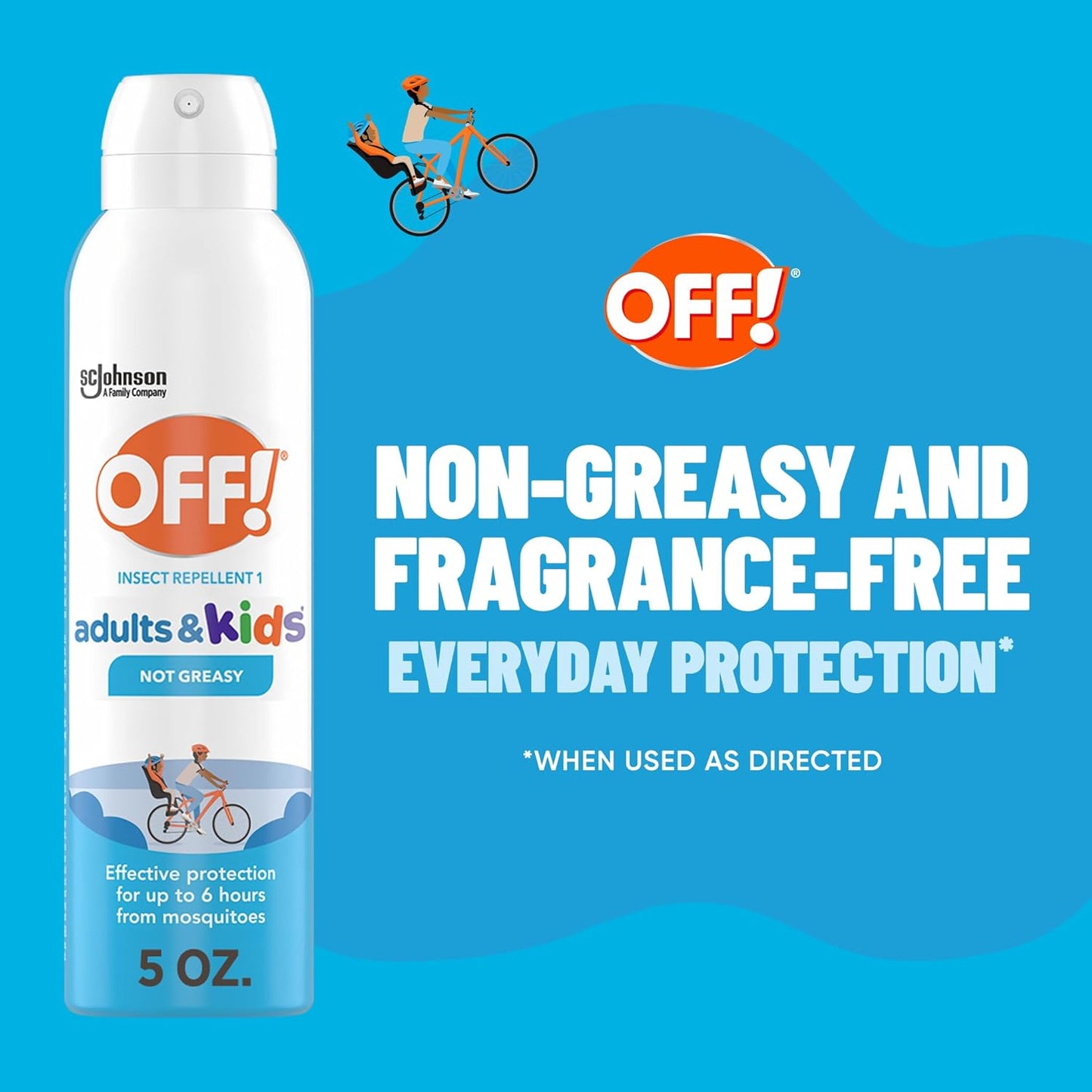 OFF! Insect Repellent Aerosol for Adults & Kids, Fragrance-Free Bug Spray for Everyday Protection from Mosquitoes and Ticks, 5 oz, Pack of 2