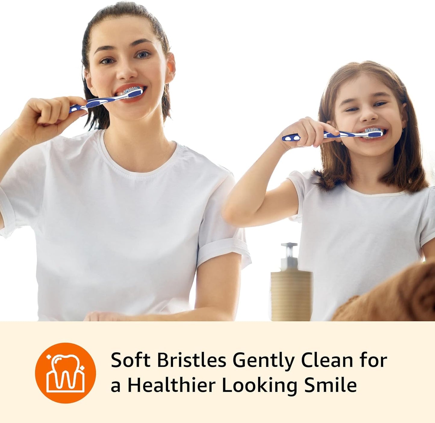 Amazon Basics Orbit Toothbrushes, Soft, Full, 4 Count, Assorted Colors (Previously Solimo)