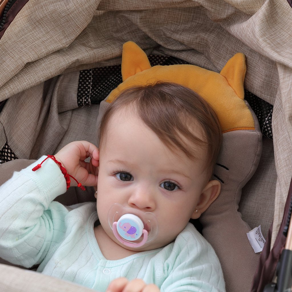 KAKIBLIN Baby Neck Pillow, Upgraded Baby Support Pillow,Head Pillows for Carseat, Newborn Neck Support for Car Seat,Pushchair,Travel(Brown)