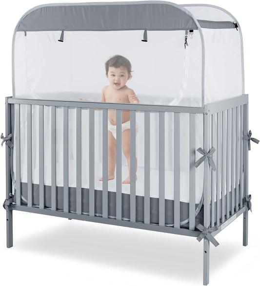 Porayhut Portable Baby Crib Net Safety Mesh Tent,Pop up Infant Mosquito Net, See Through Canopy Netting Cover for Baby&Toddler to Keep Baby from Climbing Out.