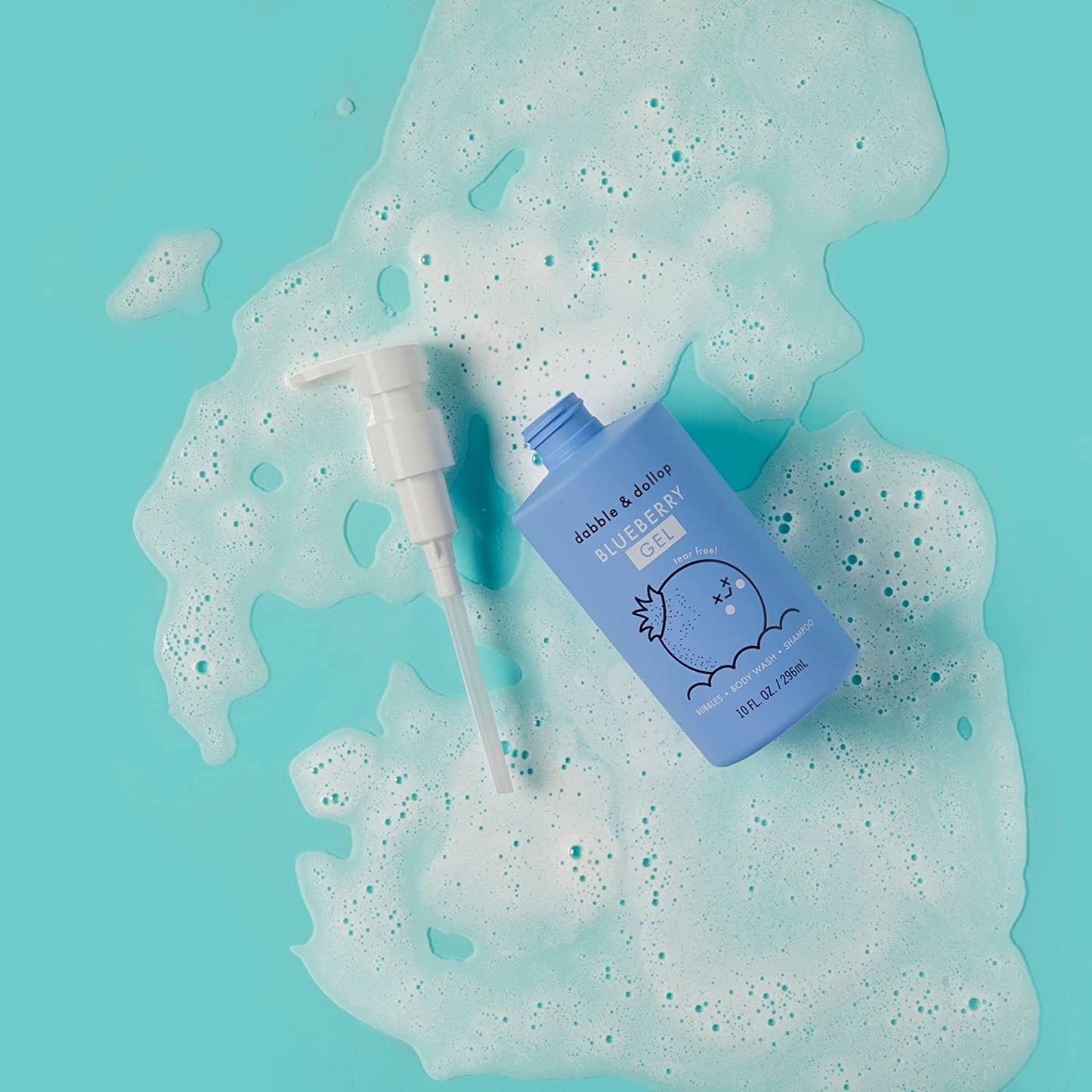 Dabble & Dollop Blueberry Body Wash & Shampoo - 3 in 1 Natural Bubble Bath for Kids, USA-Made, Paraben & Sulfate Free, Vegan, Gluten-Free, Tear-Free (10oz, Pack of 2)