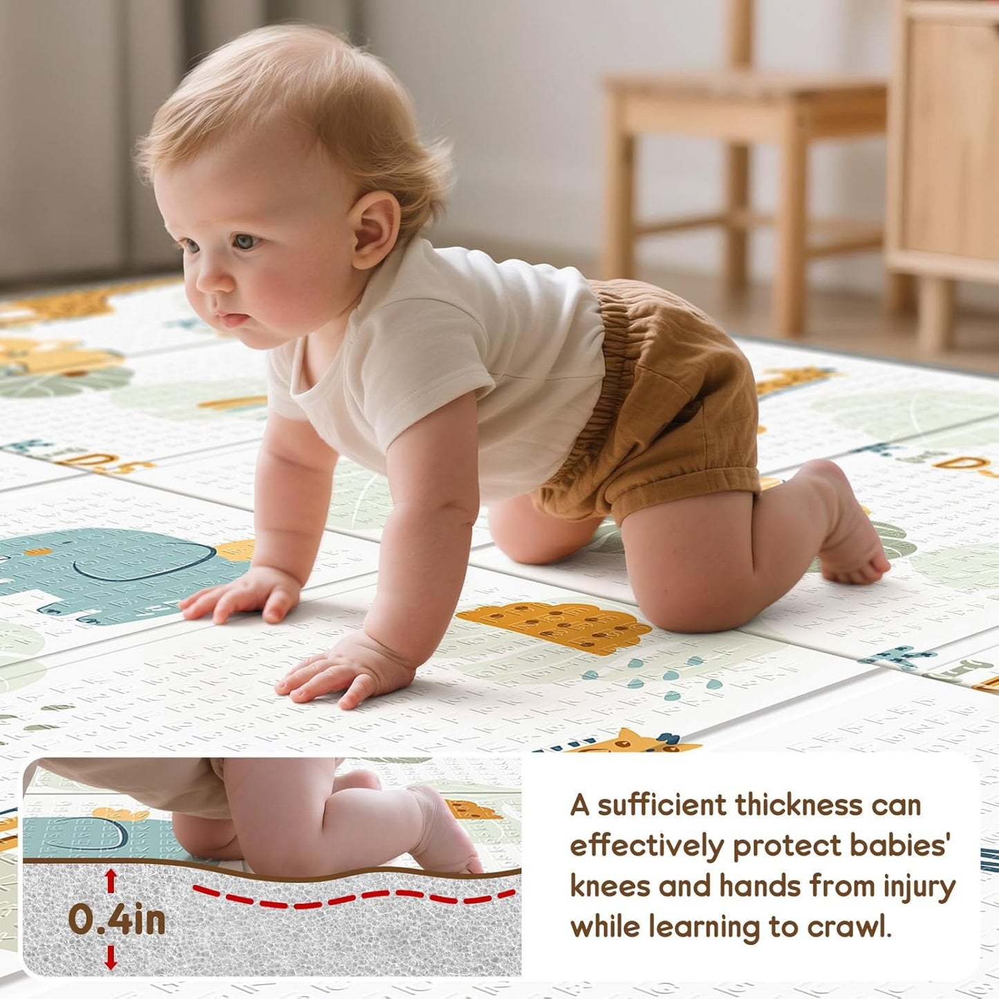 Foldable Baby Play Mat for Floor, PIGLOG 79x71 Extra Large Crawiling Play Mat for Babies, Waterproof & Portable Tummy Time and Non-Toxic Soft Foam Playmat for Infants, Toddlers