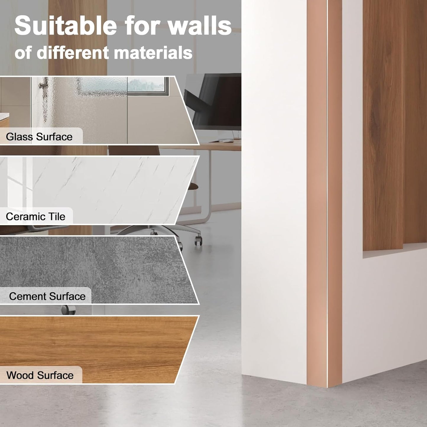 4PCS 45" Aluminum Metal Corner Protectors, Self Adhesive Corner Guards, Metal Wall Edge Protector Strip, Furniture Corner Protectors, Wall Cabinet Baseboard Decoration 45" x 2" (Rose Gold)