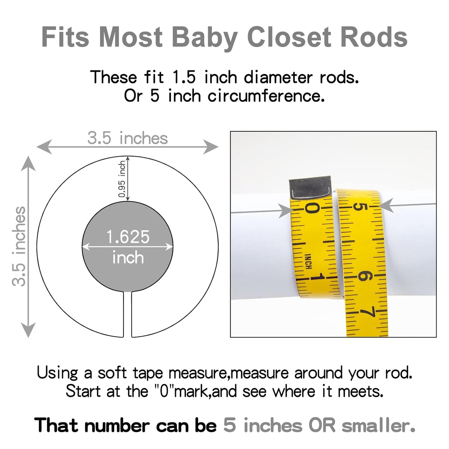 Pro Goleem Baby Closet Dividers Gray Baby Closet Organizer for Nursery Baby Clothes Size Age Dividers Fits 1.5" Rod 6 PCS