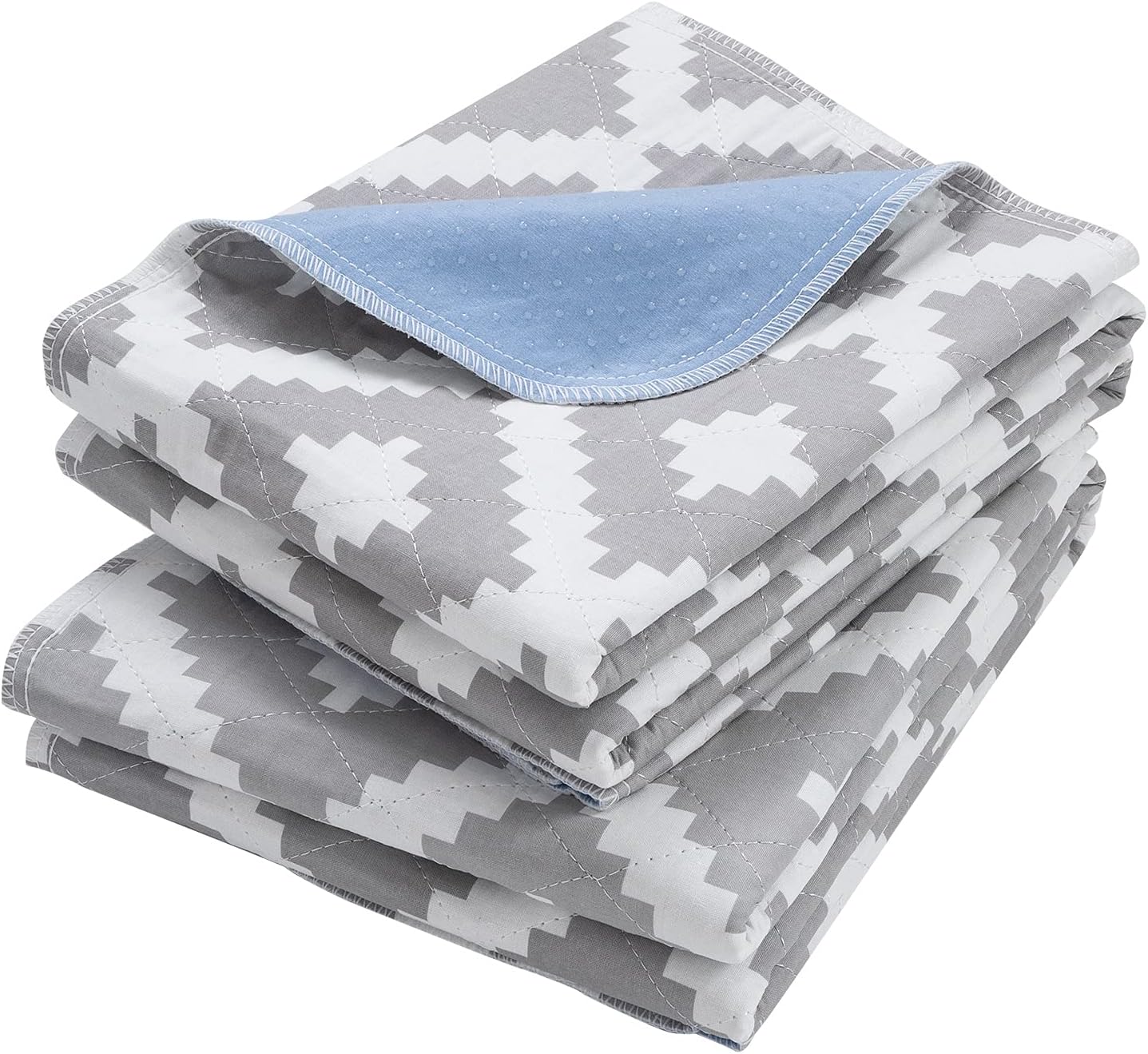 OUTCREATOR® Washable Bed Pads 34" x 76" (Pack of 2), Incontinence Mattress Protector, Anti-Slip Waterproof Underpads for Adults Kids Elderly Pets, Absorbency & Reusable Bedwetting Pads (Gray Geometry)