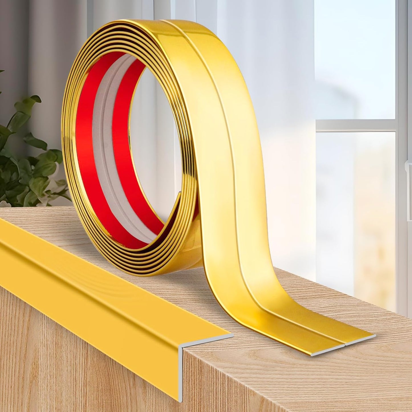 Flexible Peel and Stick Wall Trim - Corner Guards, Edge Protector, Molding Strip for Wall Edges (Gold, 2.4 in x 40 Ft)