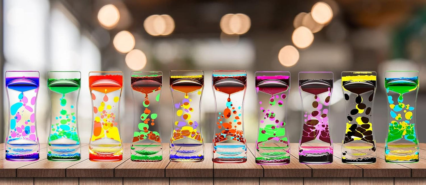 Blue Pink Liquid Motion Bubbler Timer Set of 1 for Kids Adults, Fidget Timers for Sensory Toys, Oil Water Office Desk Toys for Autism Toys, Relaxing Activity, Christmas Stocking Filler Gift