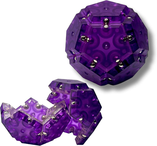 Four Brothers Magnetic Fidget Sphere 12-Piece Set: Pentagons Puzzle, Magnet Fidget Toys, Building Blocks, Stress Relief Desk Toys for Teens & Adults (Purple)