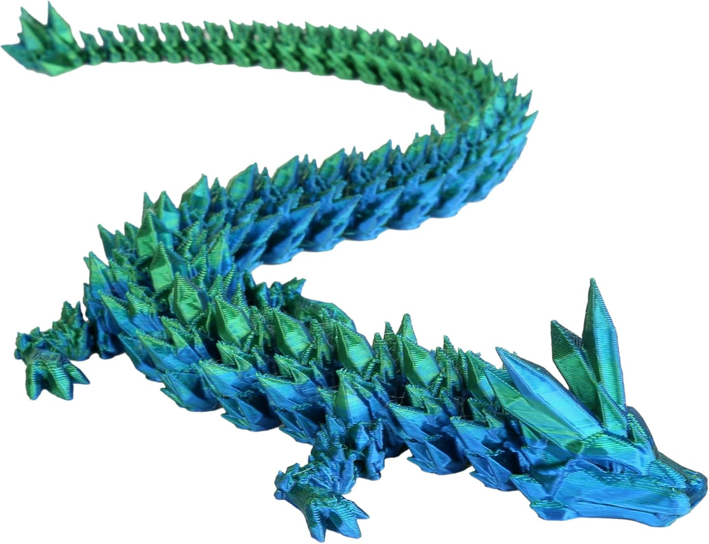 2024 New 3D Printed Dragon in Eggs, 12" Rainbow Crystal Articulated Dragon Fidget Toy for Adult, Easter Eggs Filled with Toys, Home Office Decor Executive Desk Toys (Green)